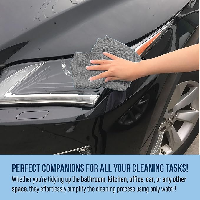 GREEN LIFESTYLE Chamois Cloth, Microfiber Cleaning Cloth 750 Pack, Borderless Towels Cleaning, Car Microfiber Towel, Drying Car Wash Towels (11.5" x 11.5", Grey)