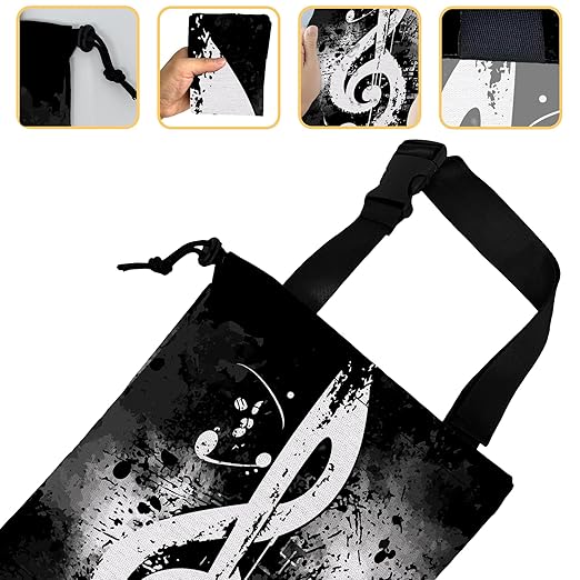 Vintage Musical Notes Car Trash Bag, Hanging Drawstring Car Garbage Bag,Canvas Car Back Seat Organizer with Adjustable Buckle for Men and Women