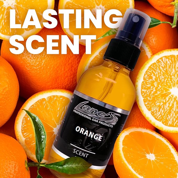 Lane's Premium Car Air Fresheners - Orange Scent Water Based - 4 oz Eliminate Bad Odors of Pet & Food From Car Interior Leather, Carpet, Upholstery Great For Cars, Trucks, SUVs, RVs & More