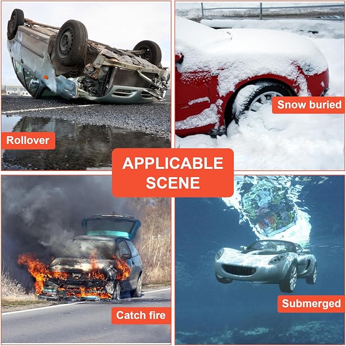 THINKWORK Car Safety Hammer, 3-in-1 Emergency Escape Tool with One Second Window Breaker and Seat Belt Cutter, Safety Emergency Car Escape Tool for Car, Office, Home, Black