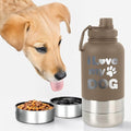 TEEAMORE I love My Water Tumbler with Bowls Personalized Stainless Steel Travel Bottle Brown
