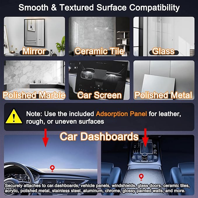 Magnetic Phone Mount, Car Phone Holder for MagSafe, Enhanced Vacuum Suction Cup, 360° Adjustable, Strong N52 Magnets, Zinc Alloy, Cell Phone Accessories for iPhone 17 16 15 14 13 Series, and Android