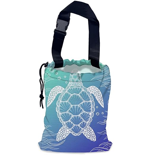 Sea Turtle Car Trash Bag,Hanging Drawstring Car Garbage Bag,Waterproof Canvas Car Back Seat Organizer with Adjustable Buckle,for Vehicles,SUVs,Camping,Road Trips