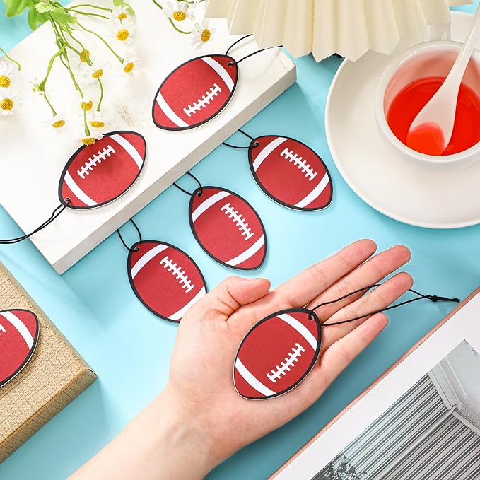 12 Pcs Car Air Freshener Hanging Long Lasting Scent Gift for Sport Lover Automotive Freshener Aromatherapy Tablet Rearview Mirror Interior Accessories Locker Office Home Decoration(Football)