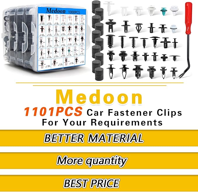 Car Retainer Clips 1101 PCS Car Door Panel Trim Clips Kit 32 Most Popular Sizes Cars Body Kits 1 Pcs Fastener Remover for Ford GM Toyota Honda Chrysler BMW Benz Nissan Subaru Audi Mazda