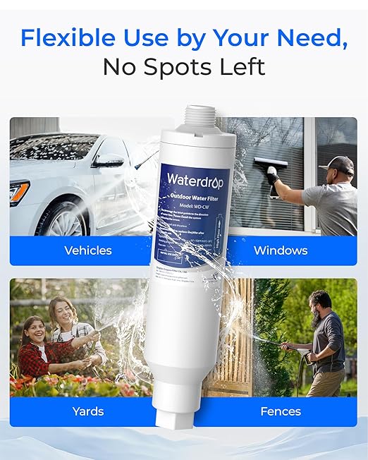Waterdrop Hard Water Filter for Hose Car Wash, Water Deionizer for Car Washing, Window, Boat, Marine, Motorcycle, Yard Cleaning, Wash Spot Free, 4 Pack