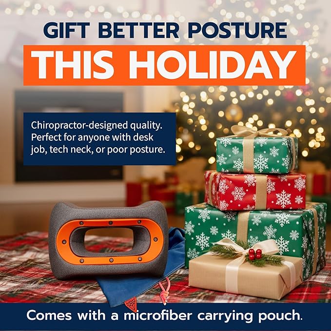 bullbird Posture Support Pillow — Doctor-Engineered for Daily Neck Pain Relief & Tech Neck — Memory Foam Cervical Pillow with C1-C7 Spinal Alignment — Compact for Desk, Home & Travel — White