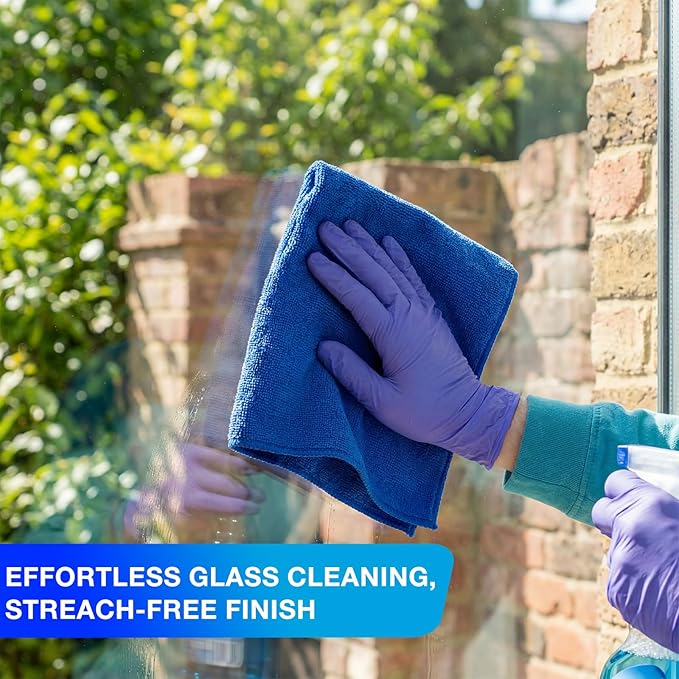 Nuenen 60 Pcs Microfiber Cleaning Cloths for Cars 16 x 16 Inch Ultra Absorbent Car Towels Drying Reusable Cleaning Supplies House Kitchen Window Microfiber Towel (Purple,Blue)