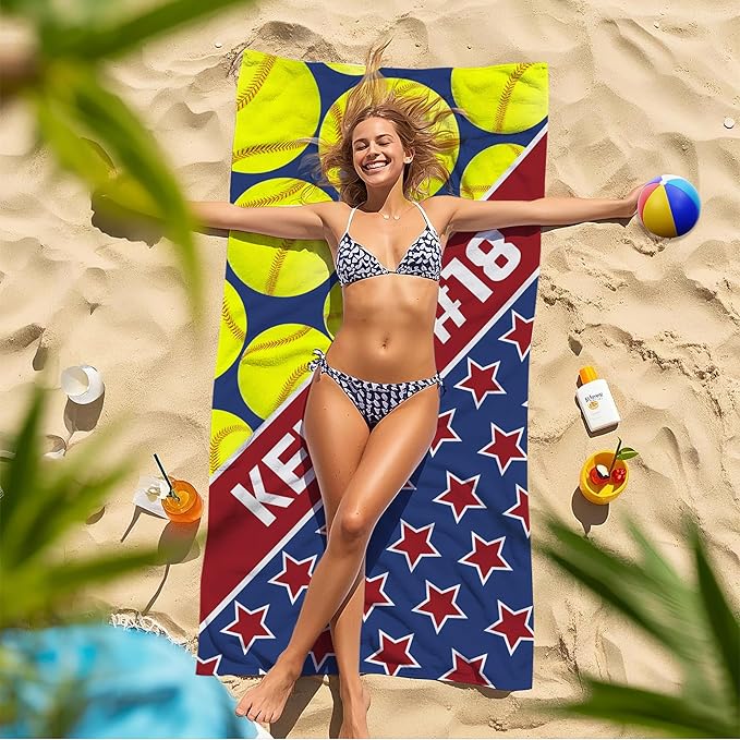 Personalized Beach Towel With Name, Custom Beach Towel with Text, Customized Microfiber Pool Towel, Quick Dry & Absorbent Swim Towel for Adult,Anniversary, Birthday, Summer Holiday,vacation, Tennis