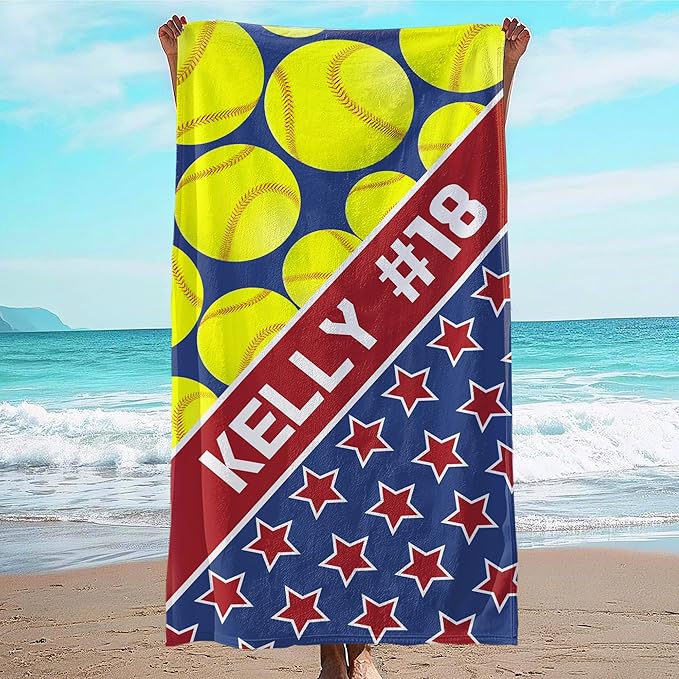 Personalized Beach Towel With Name, Custom Beach Towel with Text, Customized Microfiber Pool Towel, Quick Dry & Absorbent Swim Towel for Adult,Anniversary, Birthday, Summer Holiday,Vacation,Tennis