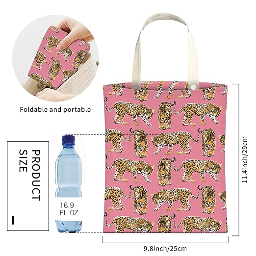 Cute Car Trash Can, Hanging Canvas Car Back Seat Organizer and Storage Bag, Funny Car Trash Bag For Travelling, Outdoor Pink Cheetahs