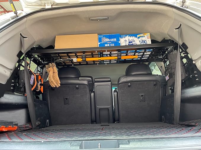 HIGH FLYING for Toyota Highlander 2008-2013 Car Accessories Modular Storage Molle Panel Shelf Luggage Carrier Trunk Organizer Aluminum Alloy A Set (Side Panel + Shelf)