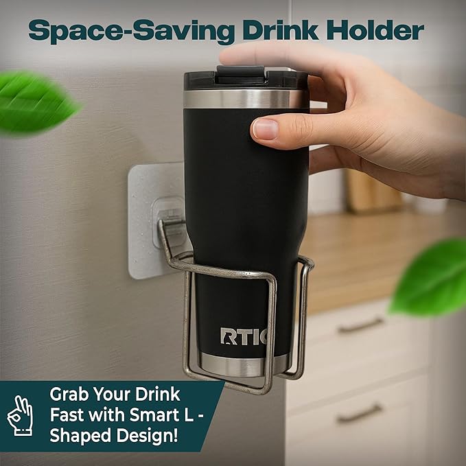 Skywin Large Cup, Water Bottle & Tumbler Holder Organizer (Adhesive Mount) – Heavy-Duty Stainless Steel Drink Holder for Boats, Trucks, Cars, RVs & Yachts, Fits Large Tumblers, Bottles & Cans