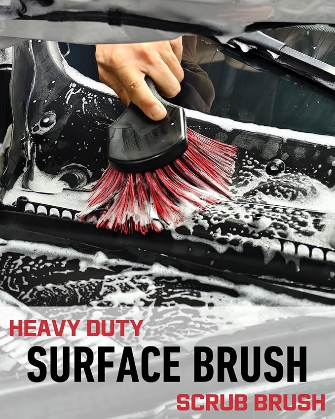 10PCS Engine Bay Cleaning Kit, Professional Under Hood Detailing Tools with Long Bendable Brush & Natural Bamboo Horsehair Brush, Applicators, Towel for Car, Truck