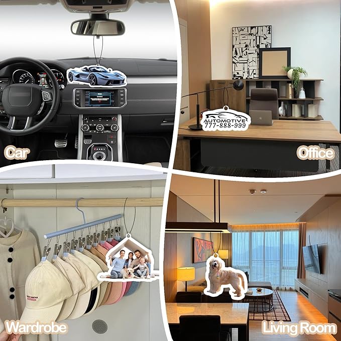 10-1000Pcs Custom LOGO Air Fresheners, Customized Bulk Car Air Freshener, Personalized Photo Company Text LOGO Air Fresheners Brand Wedding Gifts (Crop)