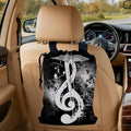 Vintage Musical Notes Car Trash Bag, Hanging Drawstring Car Garbage Bag,Canvas Car Back Seat Organizer with Adjustable Buckle for Men and Women