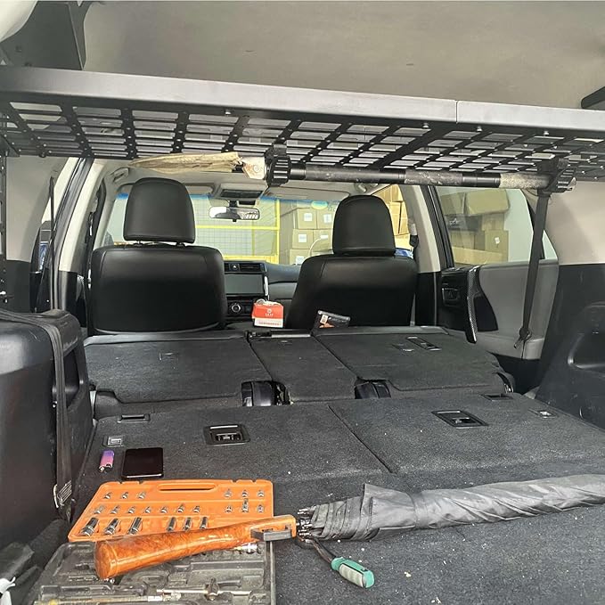HIGH FLYING for Toyota 4Runner 2010-2024 Car Accessories Modular Storage Molle Panel System Trunk Shelf Luggage Carrier Cargo Racks Trunk Organizer Aluminum Kit with Two Levels of Shelf.
