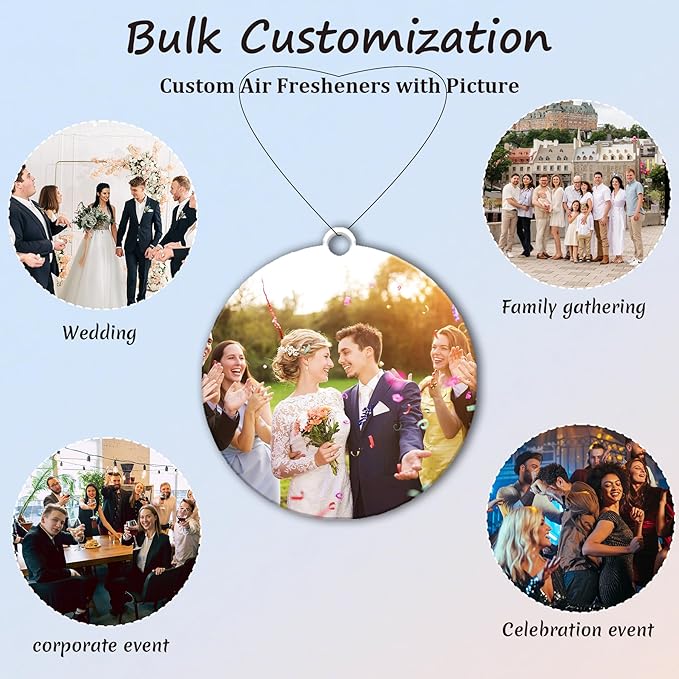 10-1000Pcs Custom LOGO Air Fresheners, Customized Bulk Car Air Freshener, Personalized Photo Company Text LOGO Air Fresheners Brand Wedding Gifts (Rount)