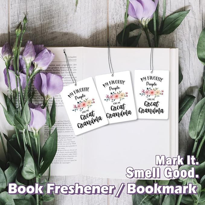 My Favorite People Call Me Great Grandma Gifts Car Air Freshener Accessories 3pcs, Rustic Gifts for Grandma Christmas, Floral Hanging Scent Fragrance Card for Women Closet Bathroom Home Decor