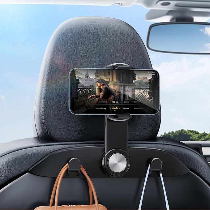 1 Pack Car Seat Hooks & Phone Mount for Tesla Model Y(Juniper) Model 3(Highland) Accessories 2026 2025 2024 2023 2022 2021, Multifunction Clip Phone Holder| Car Seat Back Storage Hook Purse/Bag