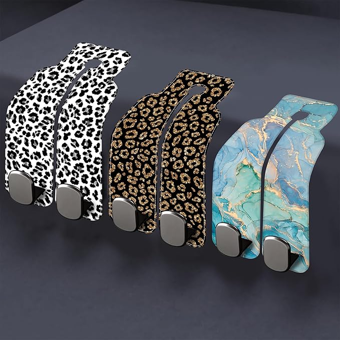 1 Pack Car Seat Headrest Hooks for Purses and Bags Watercolor Pink Strawberry Striped Bag Purse Holder for Car with Double Metal Hooks Car Purse Hanger Hanging Accessories