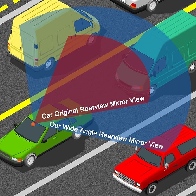 BOOMIBOO Rear View Mirror, Interior Clip-on Wide Angle Panoramic Rear Mirrors, Universal 11.81 Inch Panoramic Convex Rearview Mirror, Cars Accessory, for Cars,SUVs,Trucks, Various Kinds Vehicles