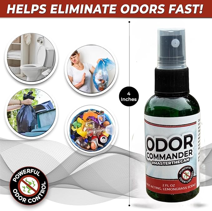 Garbage Commander Odor Commander, Odor Control Travel Spray Bottle, 2 Ounce, Lemongrass Scent