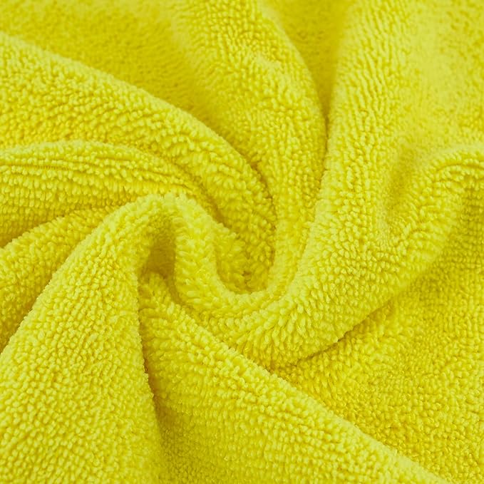 POLYTE Premium Microfiber Cleaning Towel,16x16 in 24 Pack (Blue,Gray,Yellow)