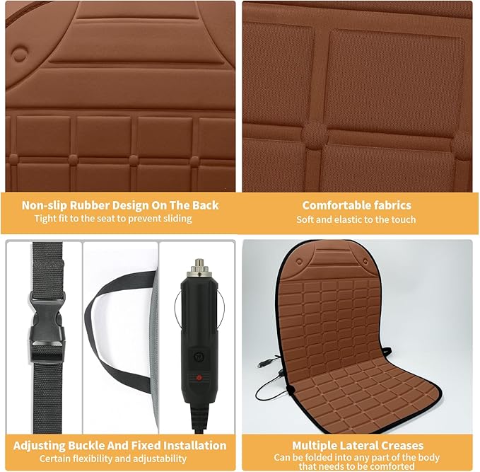 2 PCS Seat Cushion Comfortable Winter Seat Cover, Gifts for Family (Brown)
