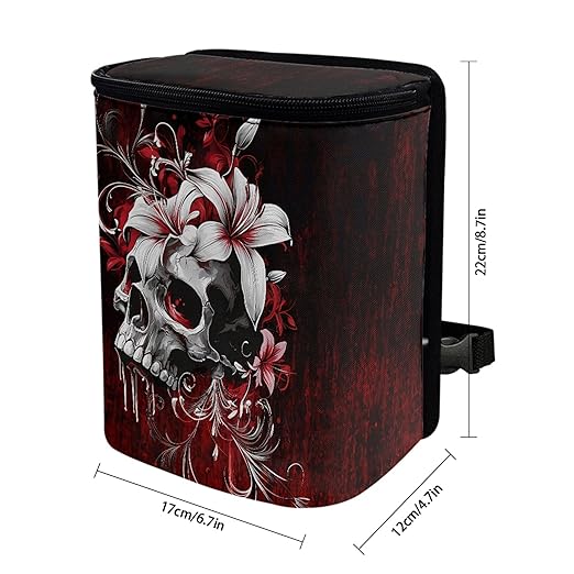 Gothic Skull Car Garbage Can Organizers Storage Bag Bin Fit Most Vehicle Waste Basket Automobile Trash Bin Auto Accessories