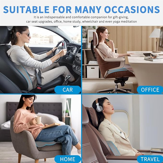 Nilight Car Seat Cushion Gray Velvet Gel Memory Foam Seats Soft and Comfortable Suitable for Daily Life and Driving Relieves Sciatica and Tailbone Pain Improves Drive Vision