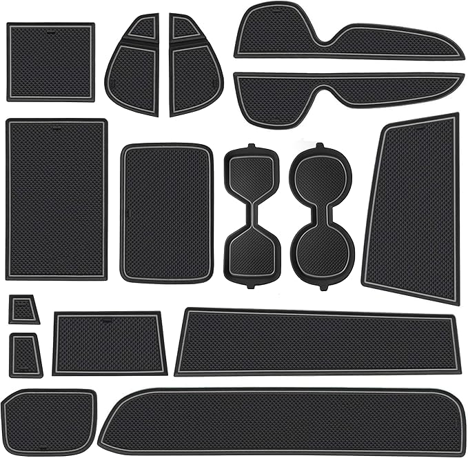 SENSHINE 3D Cup Holder Insert for Toyota Rav4 Accessories 2019-2023 2024 2025 Center Console Liner Door Pocket Mats Non-Slip Anti Dust Pad Premium Interior 16 Pcs (Gray Trim)