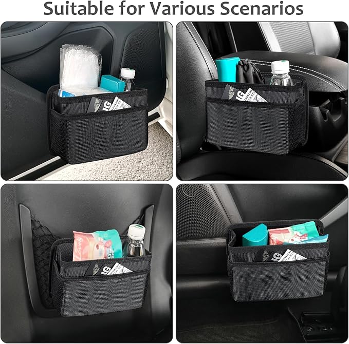 Accmor Collapsible Car Trash Can, Vehicle Garbage Organizer Holder Bin with One Roll Trash Bag, Waterproof Hanging Mini Auto Dustbin Accessories Storage Container for Vans, SUVs