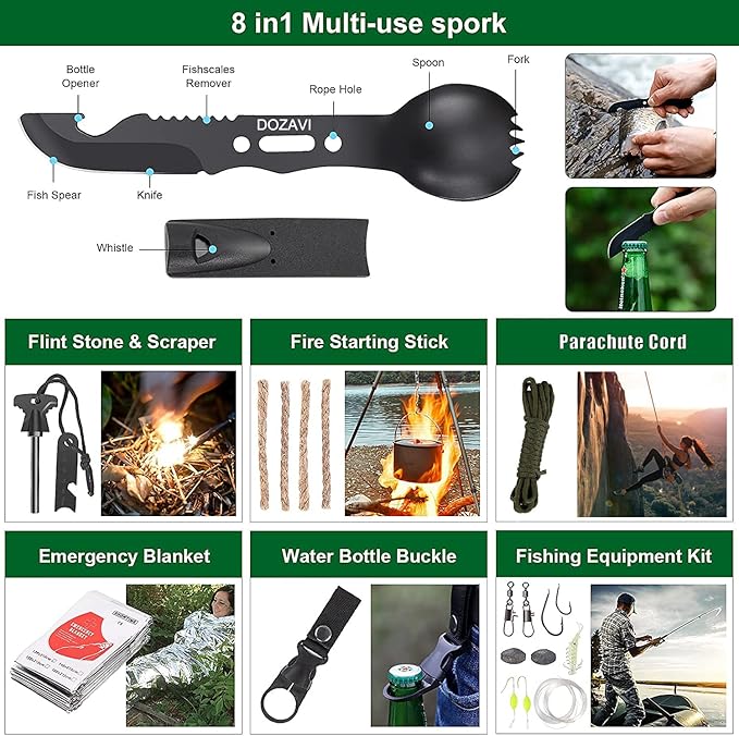 Gift for Men Dad Husband Christmas, Survival Kits, 142 in 1 First Aid Kit, Emergency Kits, Survival Gear and Equipment with Molle Pouch for Camping Hiking Outdoor