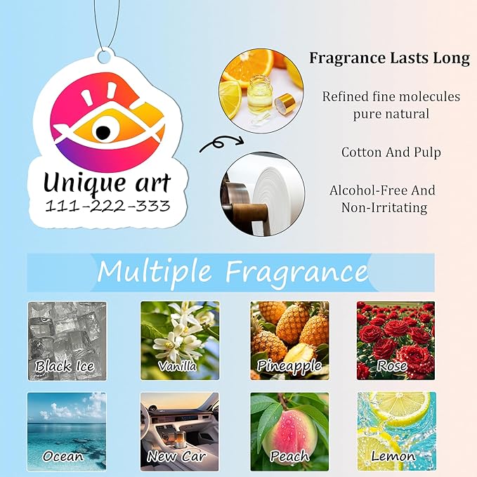 10-1000Pcs Custom LOGO Air Fresheners, Customized Bulk Car Air Freshener, Personalized Photo Company Text LOGO Air Fresheners Brand Wedding Gifts (Logo)