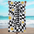 JML Personalized Beach Towel with Name, Custom Flower Beach Towel, Customized Microfiber Pool Towel, Quick Dry & Absorbent Swim Towel for Adult,Mother's Day, Birthday, Summer Holiday,Vacation