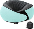 Travel Neck Pillow | Memory Foam Neck Pillow, New Portable U-Shaped Pillow with Neck Support, Washable Cover, Compact for Plane, Office, Bus, Train, Sofa, Nap–Includes Storage Bag - Cyan