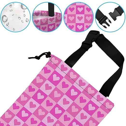 Car Trash Bag Hanging Pink Love Car Trash Can Waterproof Garbage Bag Hanging for Car Back Seat with Adjustable Straps and Drawstring for Car Accessories Vehicle Travelling
