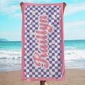 JML Personalized Beach Towel with Name, Custom Flower Beach Towel, Customized Microfiber Pool Towel, Quick Dry & Absorbent Swim Towel for Adult,Anniversary, Birthday, Summer Holiday,Vacation