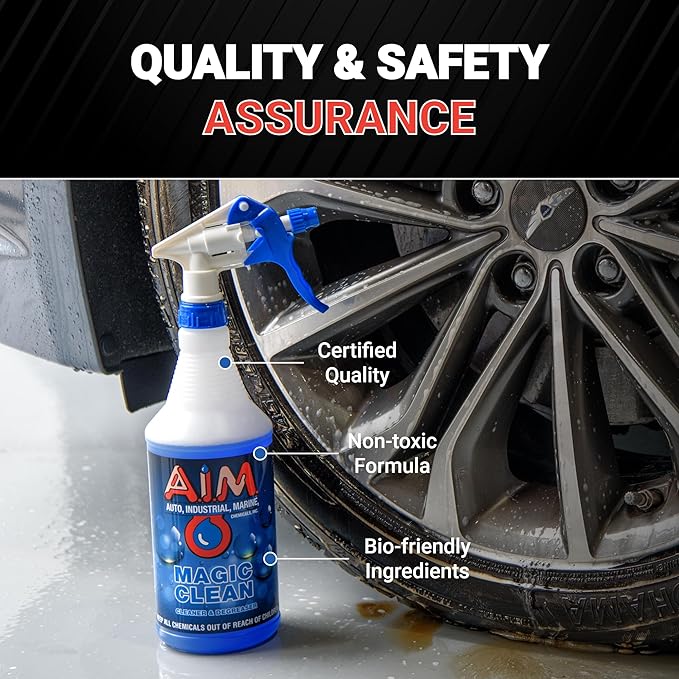 AIM Chemicals Magic Clean Multipurpose Cleaner - Industrial & Car Detailing - Cleans Cars, Trucks, SUVs, Boats, RVs - Effective Wheel & Tire Cleaner - Powerful Degreaser - Heavy Duty Use, 5 Gal
