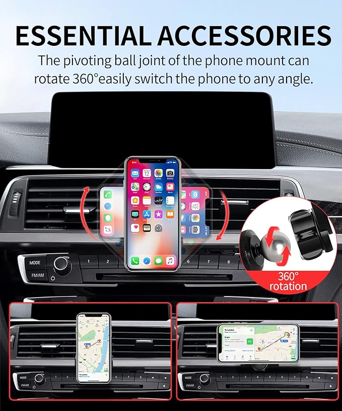 Car Phone Holder for 2014-2021 BMW 2 Series/2012-2018 BMW 3 Series/2014-2020 BMW 4 Series Accessories, 360° Rotation Phone Mount Compatible with MagSafe