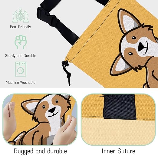 Cute Dog Car Trash Bag,Hanging Drawstring Car Garbage Bag,Waterproof Canvas Car Back Seat Organizer with Adjustable Buckle,for Vehicles,SUVs,Camping,Road Trips
