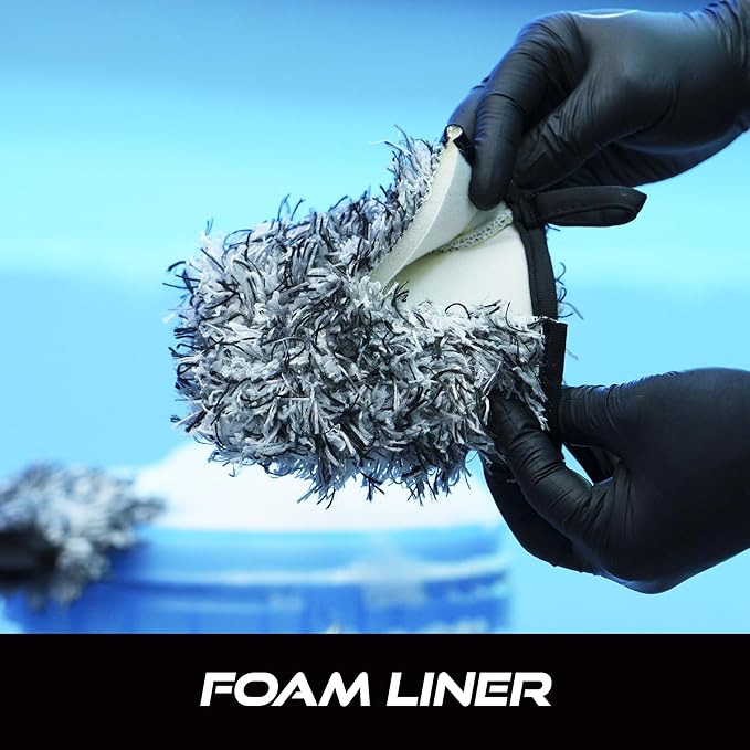 VIKING Wheel Cleaner Mitts for Car, Microfiber Wheel Cleaner for Car Detailing and Rims, Black and White, 5.5 Inch x 4.4 Inch, 2 Pack