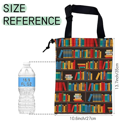 Bookshelves Car Trash Bag,Multicolored Book Hanging Drawstring Car Garbage Bag,Waterproof Canvas Car Back Seat Organizer with Adjustable Buckle,for Vehicles,SUVs,Camping,Road Trips