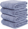 JML Bath Towels, Pack of 4, 30"x60", Large Microfiber Towel Set, Ultra Soft, Super Absorbent, Fast Drying, Perfect for Suana, Shower, Pool, Sport, Travel, Fitness, SPA,Yoga, Coral Fleece - Blue
