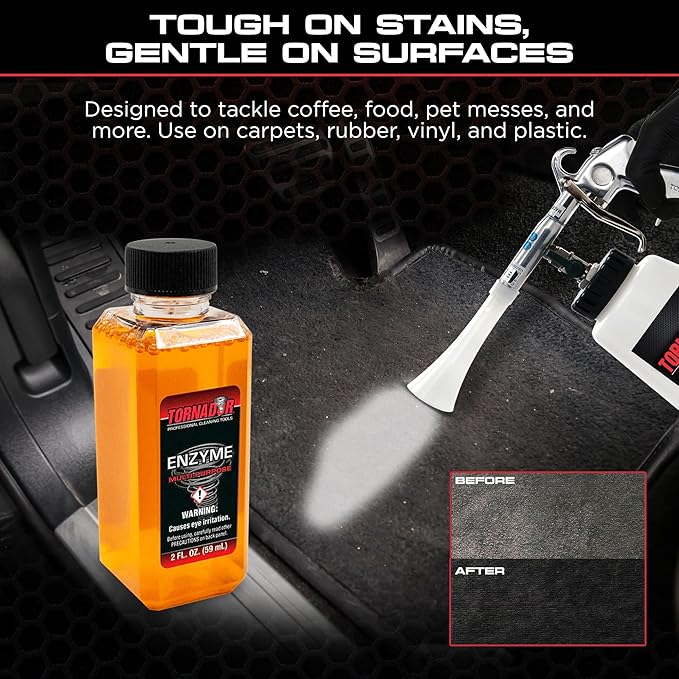 Tornador TC-ENZYME Multi-Purpose Enzyme Cleaner 2oz 3-Pack | Heavy-Duty Spot & Stain Remover with Odor Control | Use Black, Classic, or TornadorMAX Tools or Spray Bottle