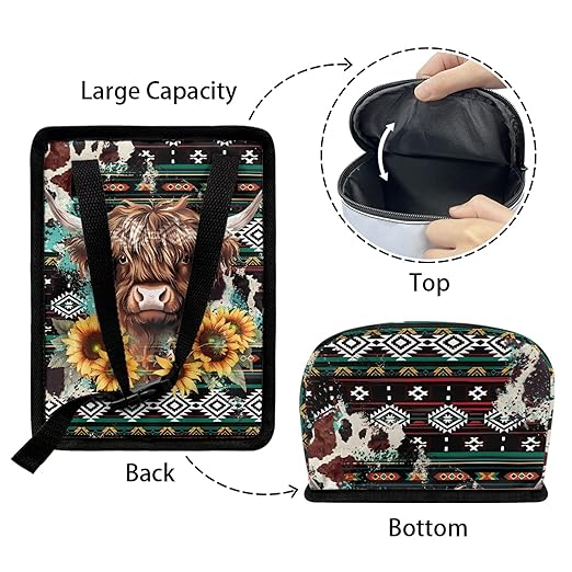 Highland Cow Car Trash Bag Southwest Aztec Car Trash Interior Accessories for Back Seat Headrest Sunflower Car Trash Bin Hanging Trash Bag for Car Garbage Can