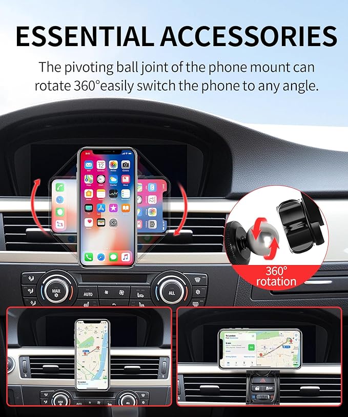 Car Phone Holder for 2005-2012 BMW 3 Series 2008-2013 M3 Accessories, 360° Rotation Phone Mount Compatible with MagSafe, Cell Phone Holder Does Not Affect Air Vent
