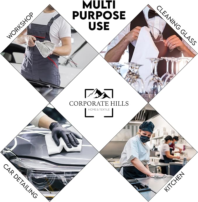 100% Cotton Terry Towels Cleaning Cloths Pack of 250(12x12 Inches) White Cotton Terry Cloth Bar Rags White Bar Towels, Multipurpose High Absorbent Terry Towels for Cleaning Auto Detailing or Painters