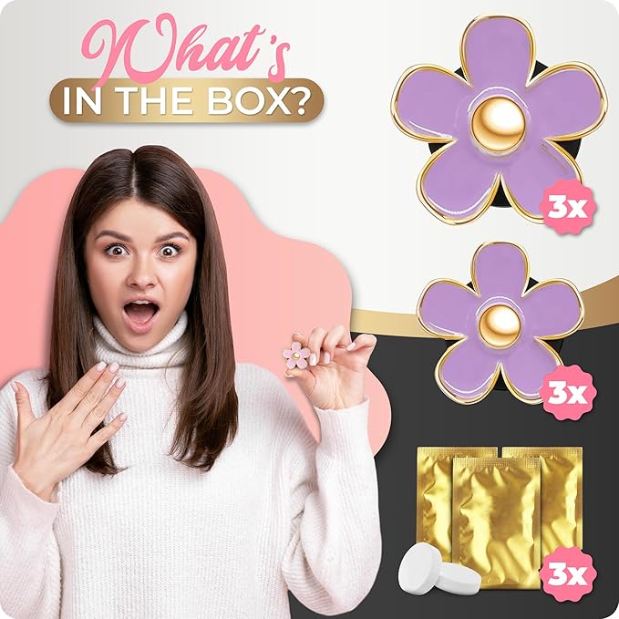 Automotive Colorful Car Decoration - Air Vent & AC Outlet Clips - Air Freshener & Interior Car Decor for Girls & Women (Purple, Lavender, Eucalyptus, Jasmin)